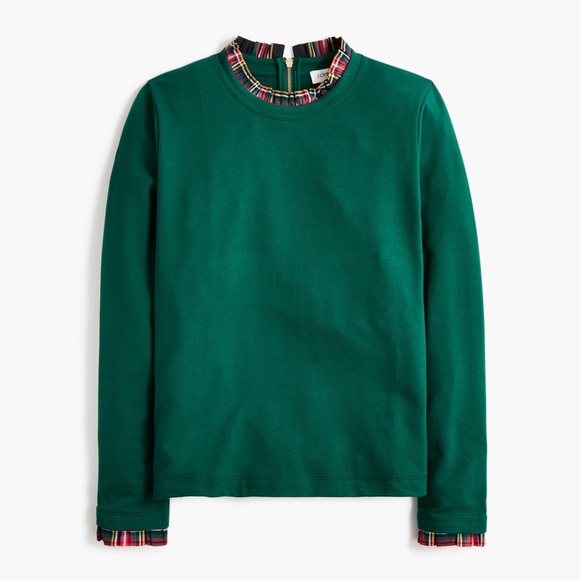 j. crew factory • tartan ruffle collar pullover - Picture 1 of 5